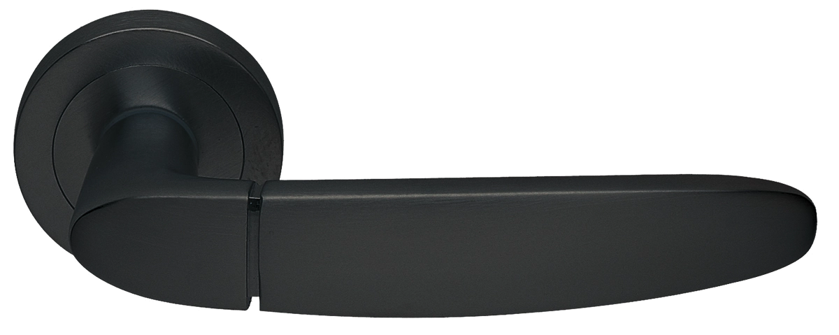 Ручка дверная SAIL R2 NERO раздельная на круглой розетке, цвет - черный фото 1 Ручка дверная SAIL R2 NERO раздельная на круглой розетке, цвет - черный фото купить Ульяновск