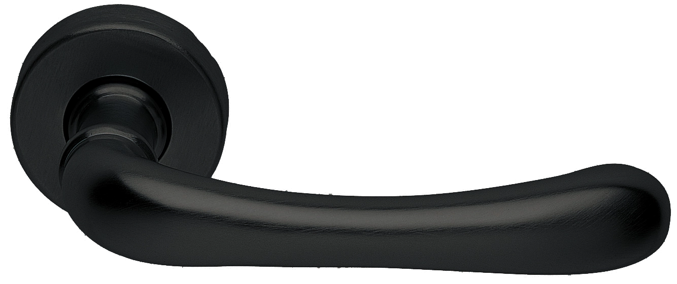 Ручка дверная RING R3-E NERO раздельная на круглой розетке, цвет - черный фото купить Ульяновск