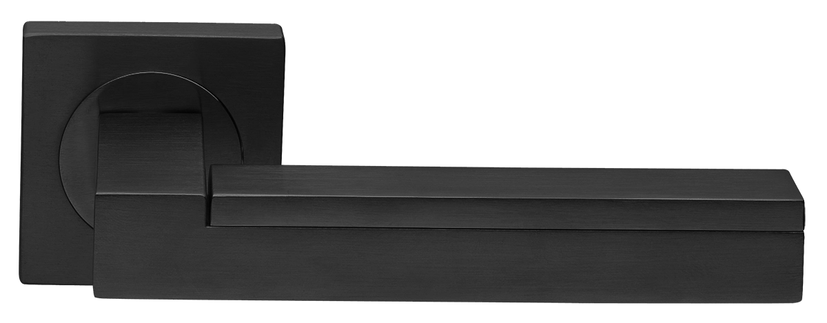 Ручка дверная ISLAND S2 NERO раздельная на квадратной розетке, цвет черный, латунь фото купить в Ульяновске