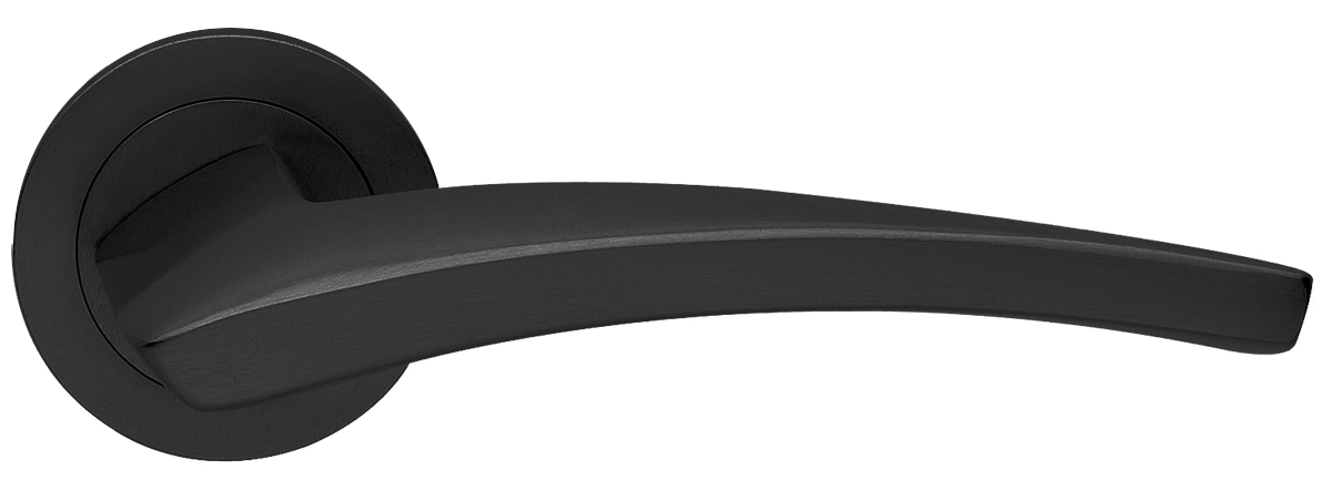 Ручка дверная WIND R2 NERO раздельная на круглой розетке, цвет черный, латунь фото купить в Ульяновске