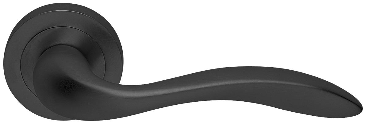 Ручка дверная LEON R2 NERO раздельная на круглой розетке, цвет черный, латунь фото купить в Ульяновске