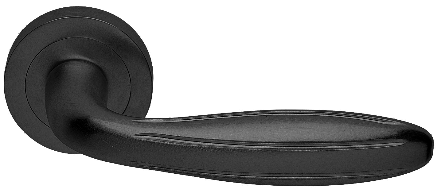 Ручка дверная BUD R2 NERO раздельная на круглой розетке, цвет черный, латунь фото купить в Ульяновске