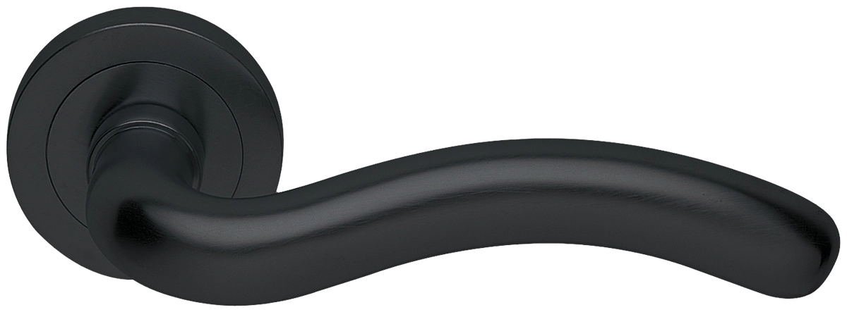 Ручка дверная SNAKE R2 NERO раздельная на круглой розетке, цвет черный, латунь фото купить в Ульяновске