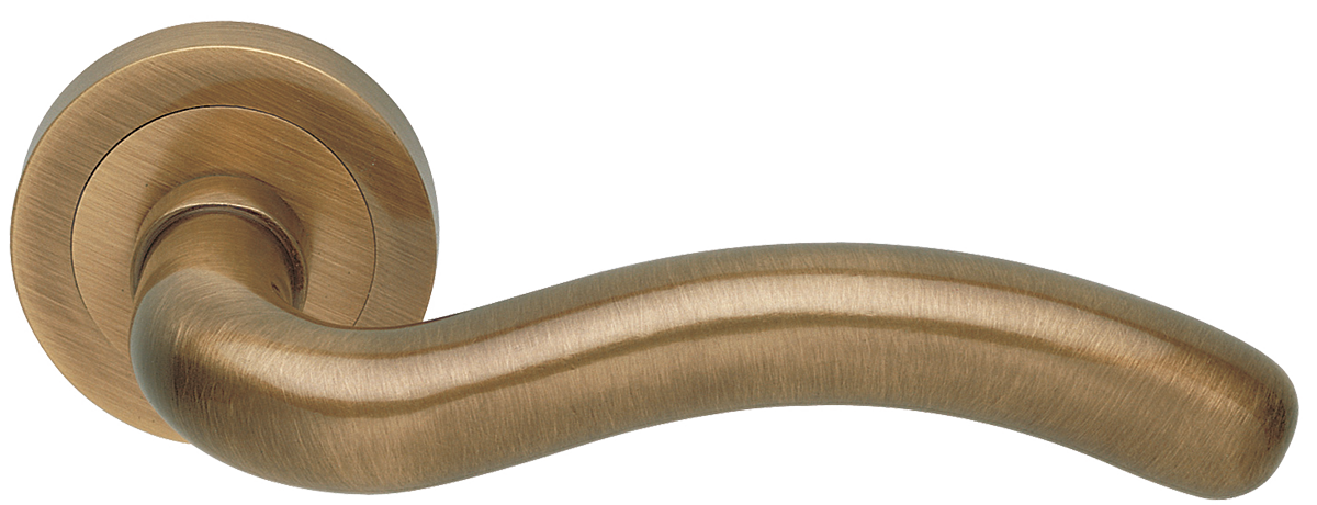 Ручка дверная SNAKE R2 BGO раздельная на круглой розетке, цвет матовая бронза, латунь фото купить в Ульяновске