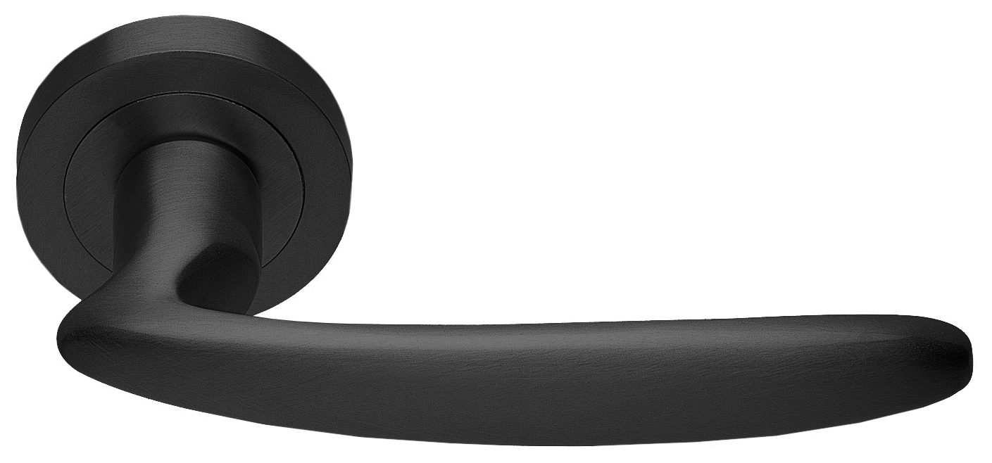 Ручка дверная FLAMINGO R2 NERO раздельная на круглой розетке, цвет черный, латунь фото купить в Ульяновске