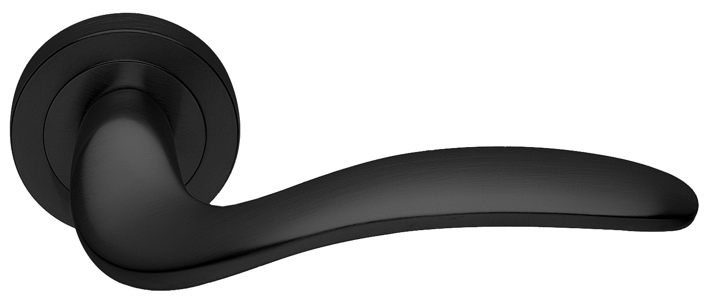 Ручка дверная COBRA R2 NERO раздельная на круглой розетке, цвет черный, латунь фото купить в Ульяновске