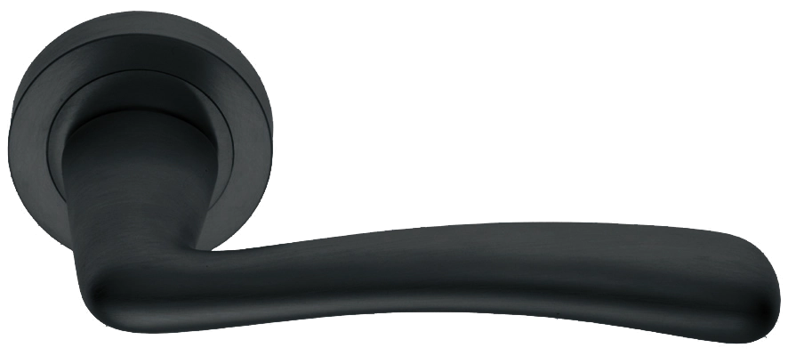 Ручка дверная COCKATOO R2 NERO раздельная на круглой розетке, цвет черный, латунь фото купить в Ульяновске