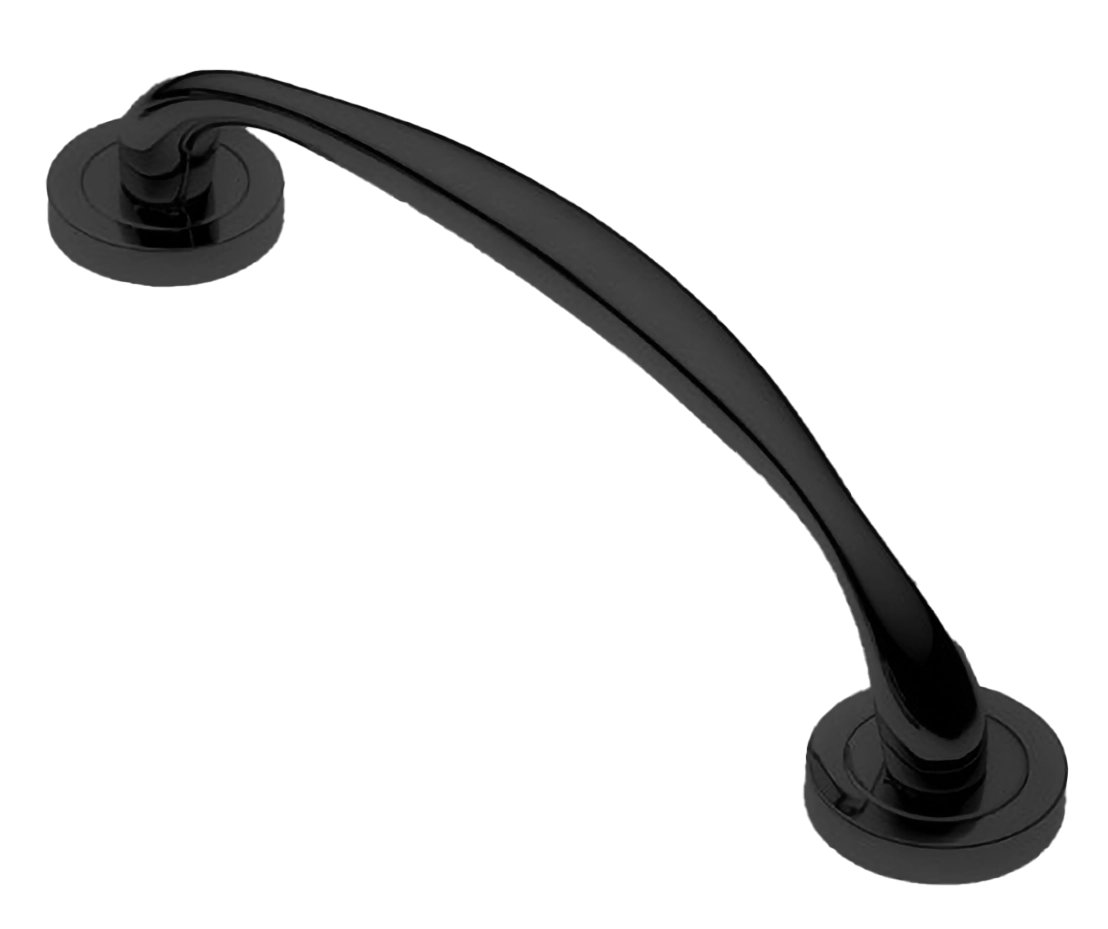 Ручка-скоба дверная LEON PH NERO на круглой розетке, цвет черный, латунь фото купить в Ульяновске