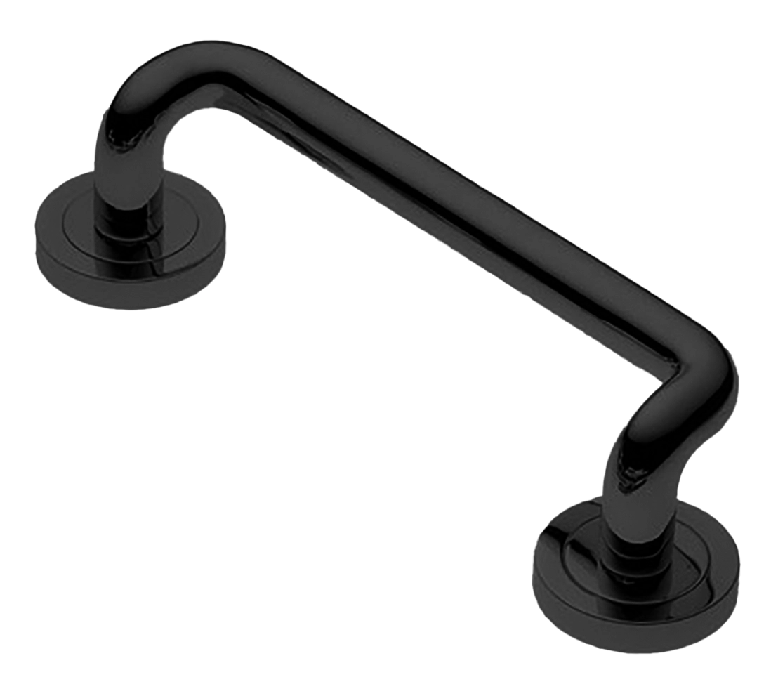 Ручка-скоба дверная SNAKE PH NERO на круглой розетке, цвет черный, латунь фото купить в Ульяновске