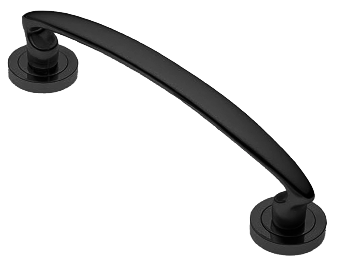 Ручка-скоба дверная FLAMINGO PH NERO на круглой розетке, цвет черный, латунь фото купить в Ульяновске