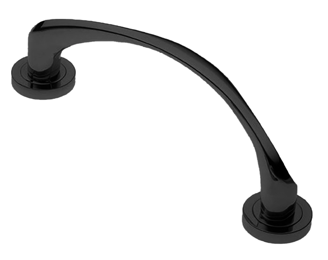 Ручка-скоба дверная COBRA PH NERO на круглой розетке, цвет черный, латунь фото купить в Ульяновске