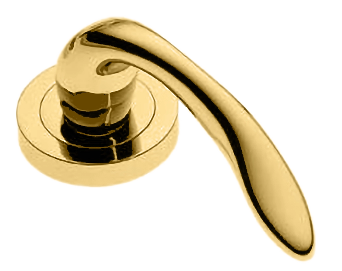 Ручка оконная LEON W1 OTL на прямоугольной розетке, цвет золото, латунь фото купить в Ульяновске