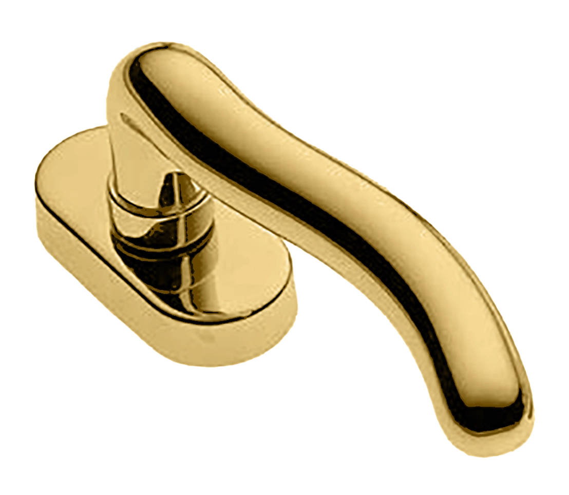 Ручка оконная SNAKE W1 OTL на прямоугольной розетке, цвет золото, латунь фото купить в Ульяновске