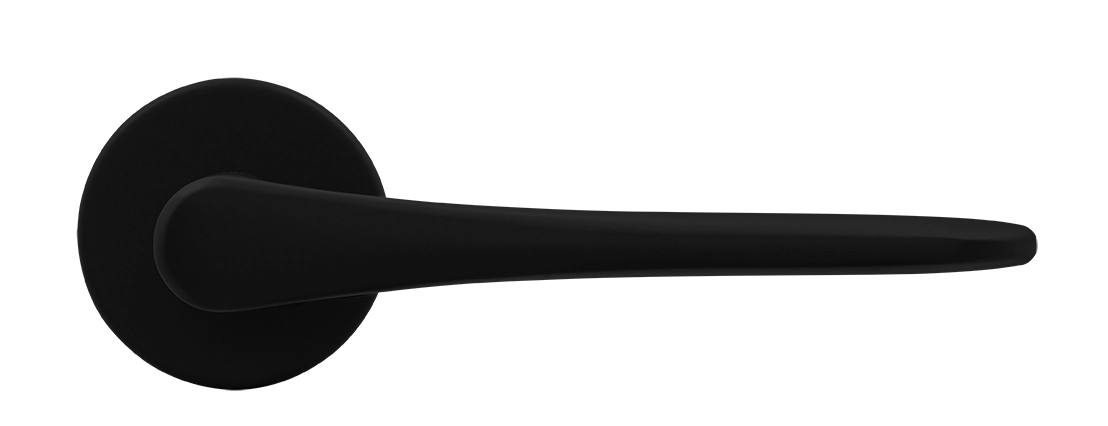 Ручка дверная AULA R5 NERO-ST на круглой розетке, цвет черный soft-touch, ЦАМ фото купить в Ульяновске