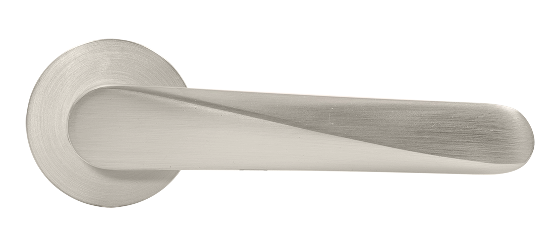 Ручка дверная CAYAN MH-58-R6 MSN раздельная на круглой розетке, цвет матовый сатинированный никель, ЦАМ фото купить в Ульяновске