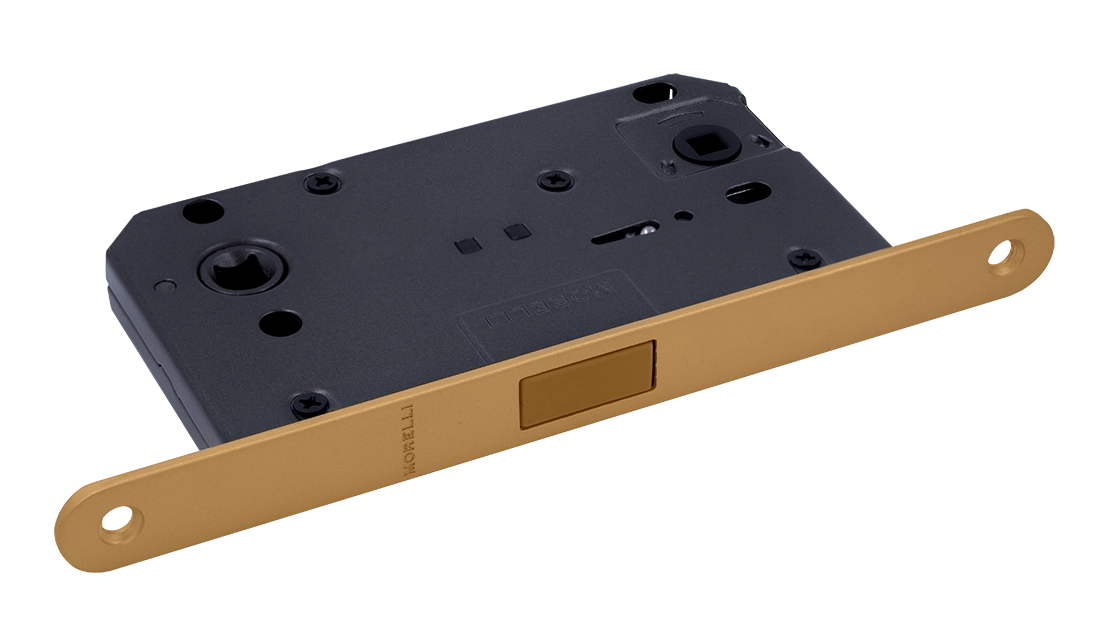 Защелка межкомнатная M1895 FTG с ответной планкой, магнитная сантехническая, цвет матовое итальянское золото фото купить Ульяновск