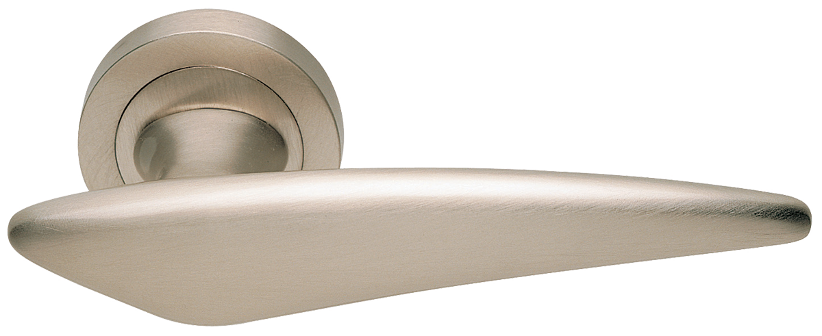 Ручка дверная BOLID R2 NIS раздельная на круглой розетке, цвет матовый никель, латунь фото купить Ульяновск