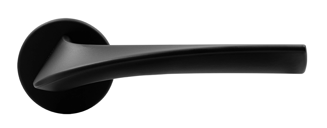 Ручка дверная COMETA R5 NERO-ST на круглой розетке цвет черный soft-touch, ЦАМ фото купить в Ульяновске
