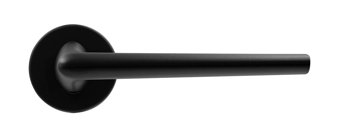 Ручка дверная THE FORCE R5 NERO-ST на круглой розетке, цвет черный soft-touch, ЦАМ фото купить в Ульяновске