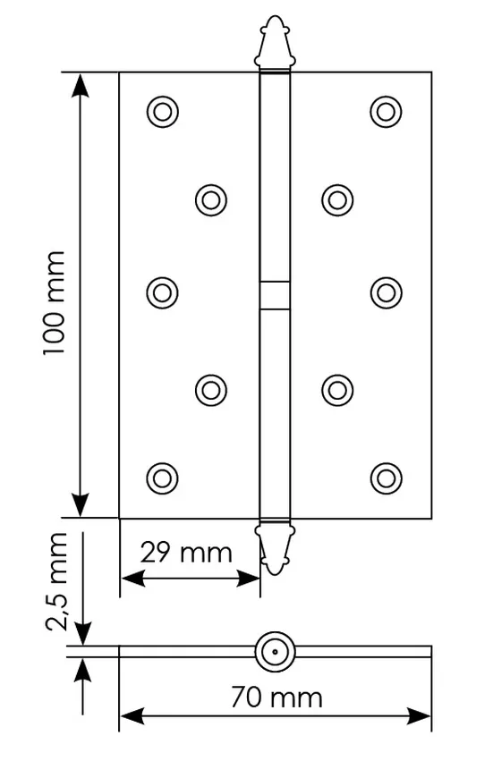 Петля карточная разъемная MSN 100X70X2.5 R COF с подшипником стальная правая, врезная, цвет кофе фото купить в Ульяновске