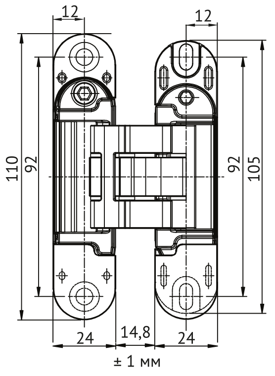 Петля скрытая HH-28 SC врезная с 3D-регулировкой вес полотна до 40 кг, цвет матовый хром фото купить в Ульяновске