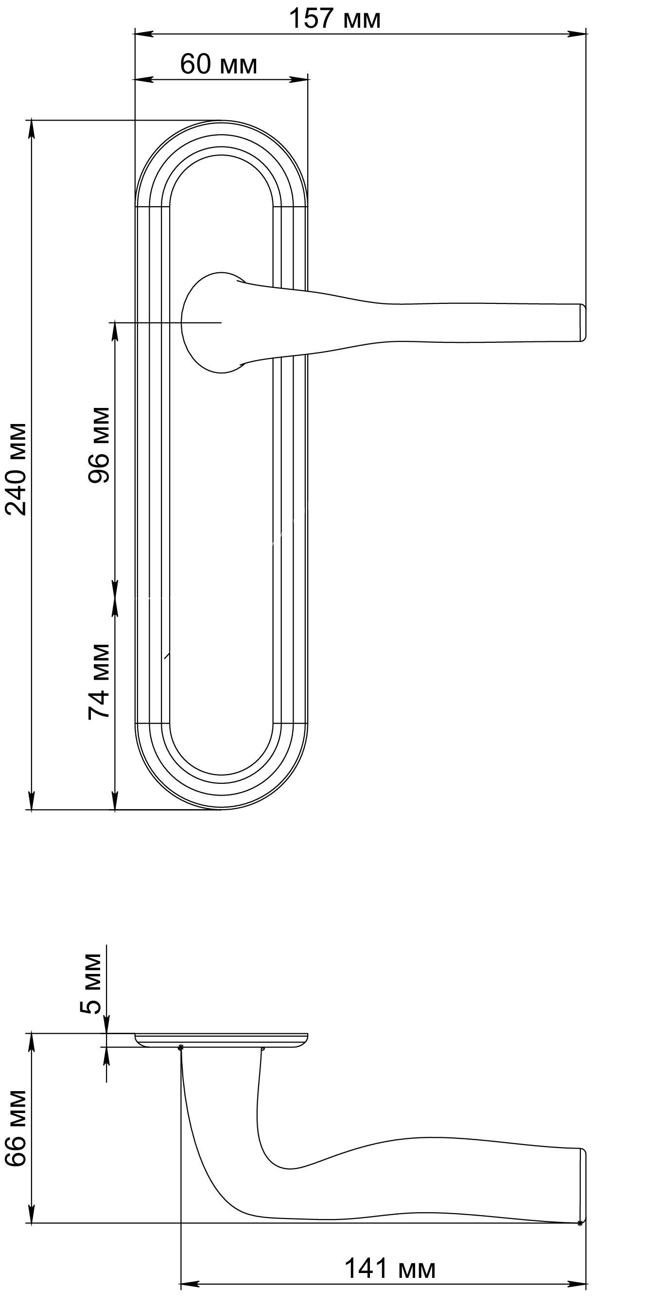 Ручка дверная LVB PLR SMI на планке, цвет Весенняя дымка/Spring Mist фото фурнитура Ульяновск