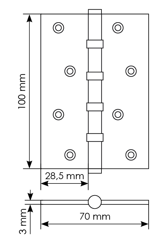 Петля универсальная карточная латунная MBU 100X70X3-4BB SG , врезная, цвет матовое золото фото купить в Ульяновске