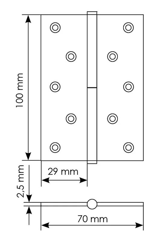 Петля универсальная разъемная MSD 100X70X2.5 AB L стальная левая, врезная, цвет бронза фото купить в Ульяновске