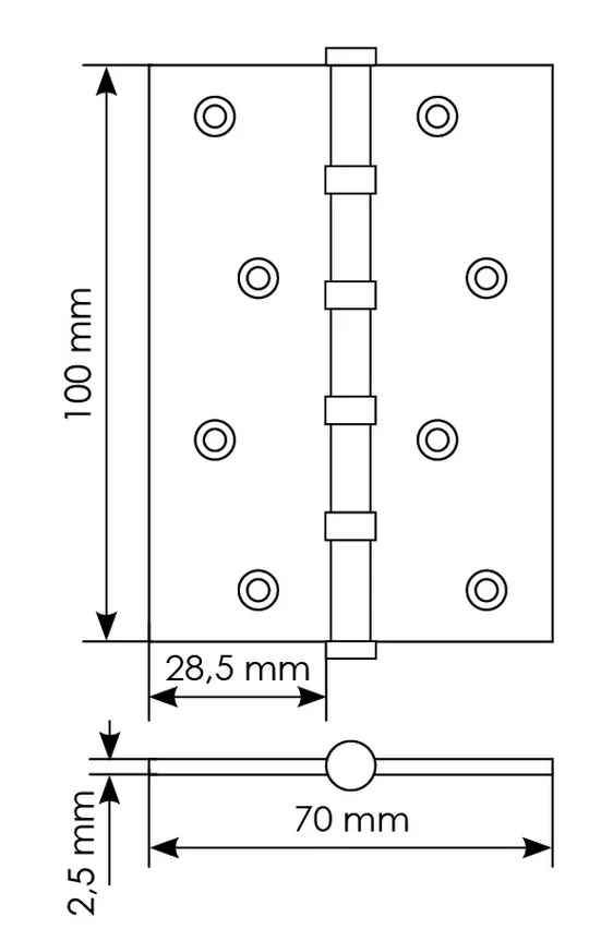 Петля универсальная карточная MS 100X70X2.5-4BB W стальная, врезная, цвет белый, сталь фото купить в Ульяновске