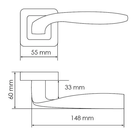 Ручка дверная SHELL MH-45 GR/CP-S55 раздельная на квадратной розетке, цвет графит/хром, ЦАМ Light фото купить в Ульяновске