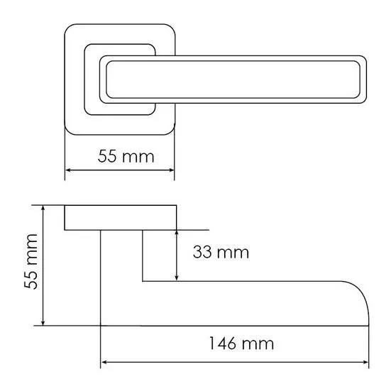 Ручка дверная FLEX MH-44 SC/CP-S55 раздельная на квадратной накладке, цвет матовый хром/хром, ЦАМ Light фото купить в Ульяновске