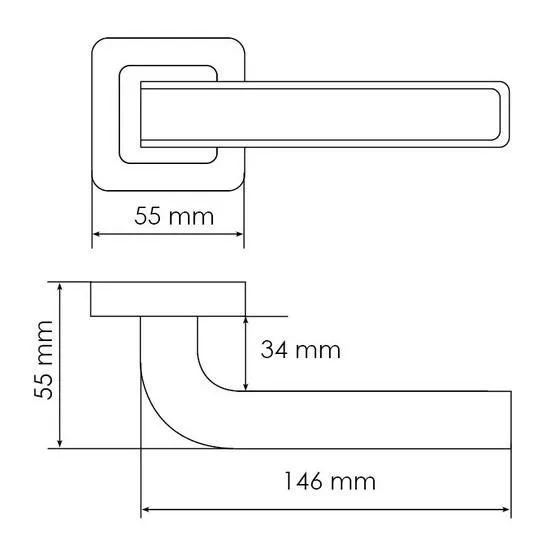 Ручка дверная EON MH-46 GR/CP-S55 раздельная на квадратной розетке, цвет графит/хром, ЦАМ Light фото фурнитура Ульяновск